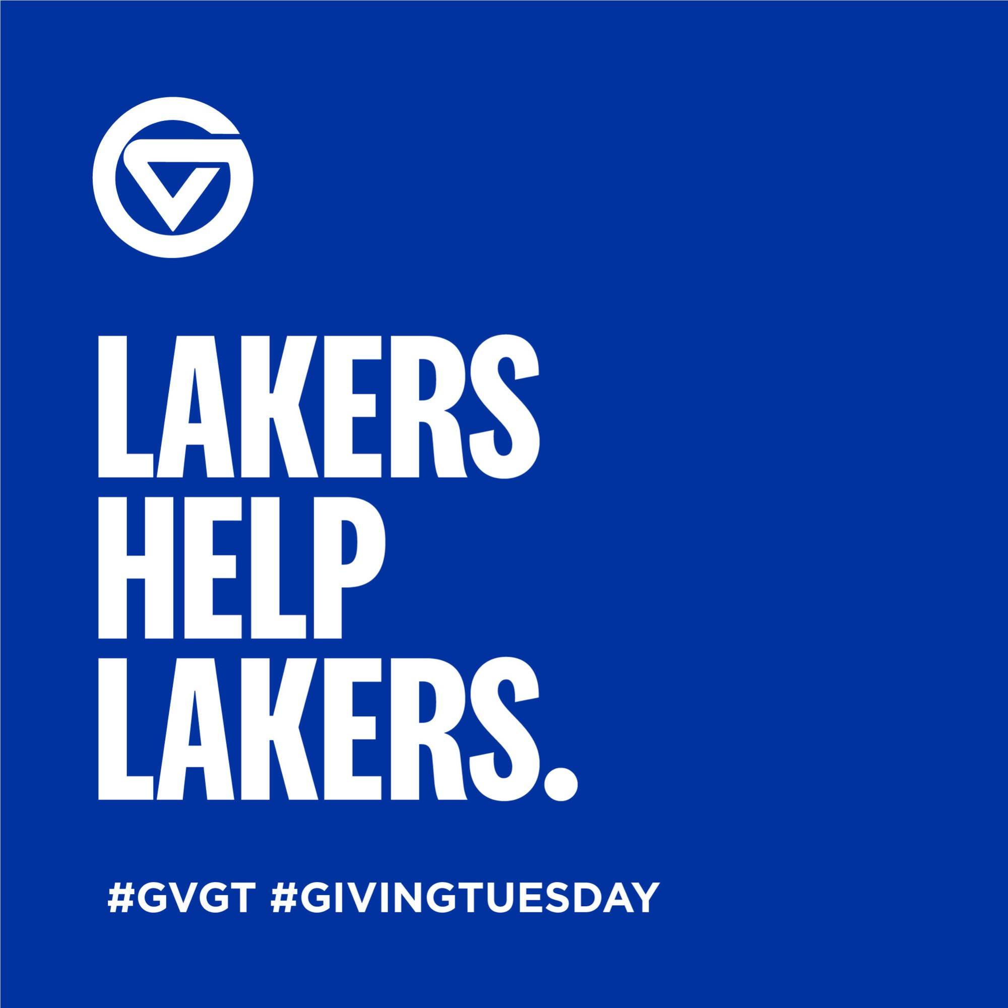 Lakers Helping Lakers graphic for Giving Tuesday